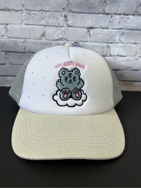 Zumiez White Cream Trucker Hat Eye Don’t Care Cute Bear Embroidery